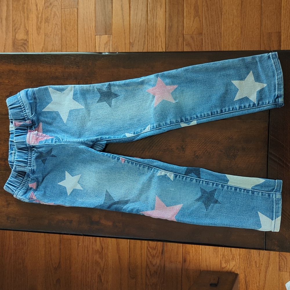 GAP legging jeans, Star pattern, pink, white, navy stars on jeans, size 5. - Picture 1 of 7